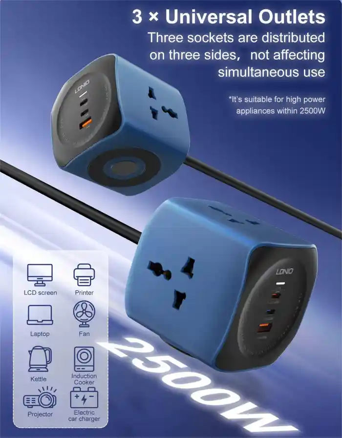 LDNIO SC3319 65W 6 in 1 Power Socket Cube 2500W Outlets